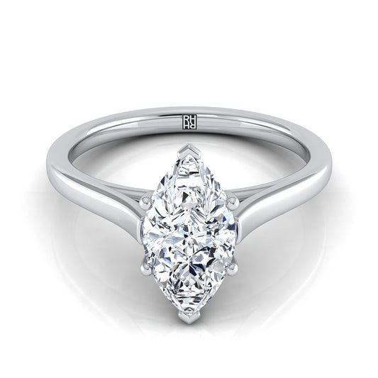 14K White Gold Marquise   Elegant Cathedral Solitaire Engagement Ring