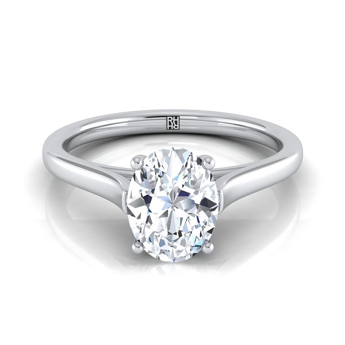 Juliette Select Cathedral Solitaire Oval Lab Diamond Engagement Ring in 18K White Gold | RockHer