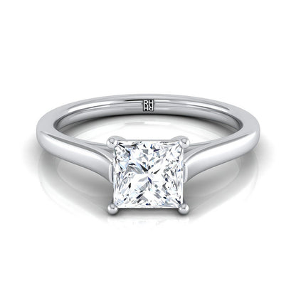 Elegant Cathedral Squared Edge Solitaire Princess, in Platinum, prong setting | RockHer