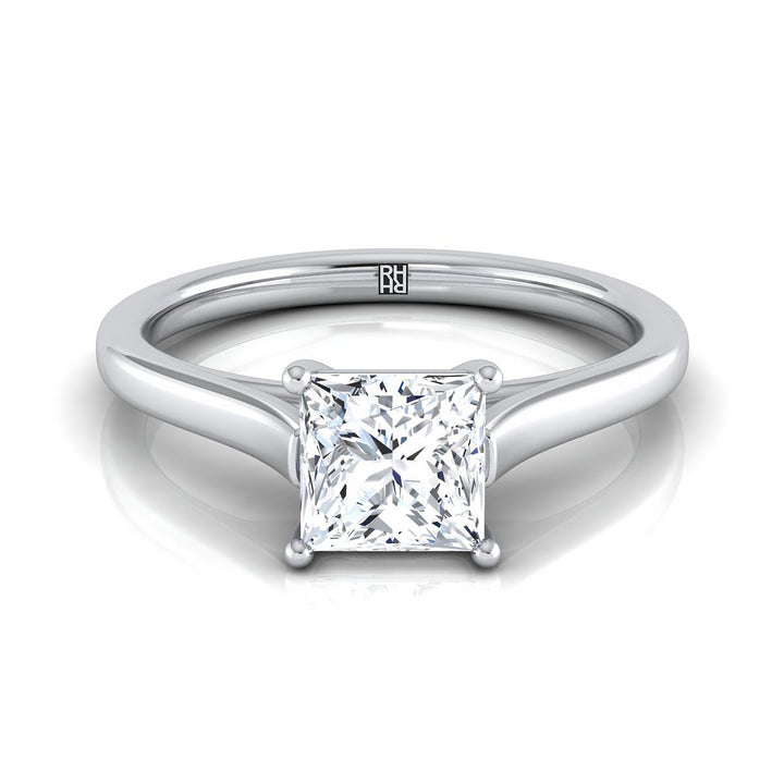 Elegant Cathedral Squared Edge Solitaire Princess, in Platinum, prong setting | RockHer