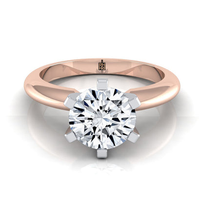Round Brilliant, Simple Low Base Knife Edge Solitaire, in 14K Rose Gold, prong setting | RockHer