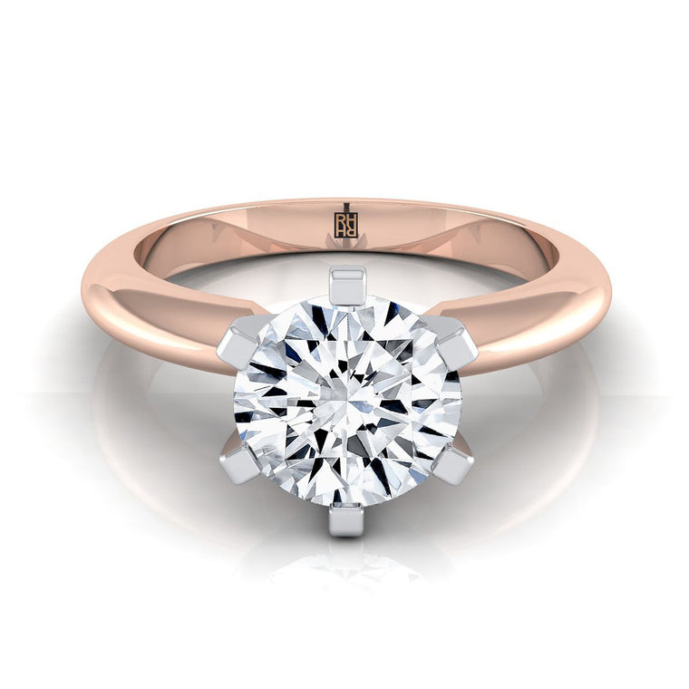 The Leonora Simple Low Base Knife Edge Solitaire Round Engagement Ring Setting in 14K Rose Gold