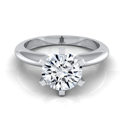 Round Brilliant, Simple Low Base Knife Edge Solitaire, in 18K White Gold, prong setting | RockHer
