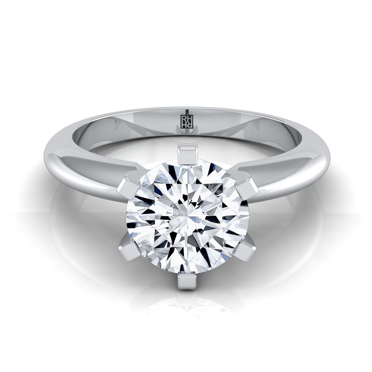 The Leonora round engagement ring setting in Platinum | RockHer