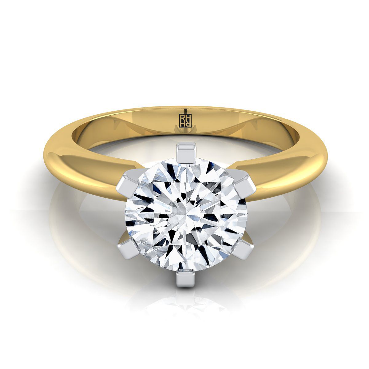 The Leonora round engagement ring setting in 18K Yellow Gold | RockHer