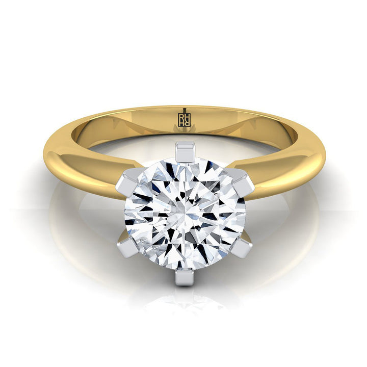 Round Brilliant, Simple Low Base Knife Edge Solitaire, in 18K Yellow Gold, prong setting | RockHer