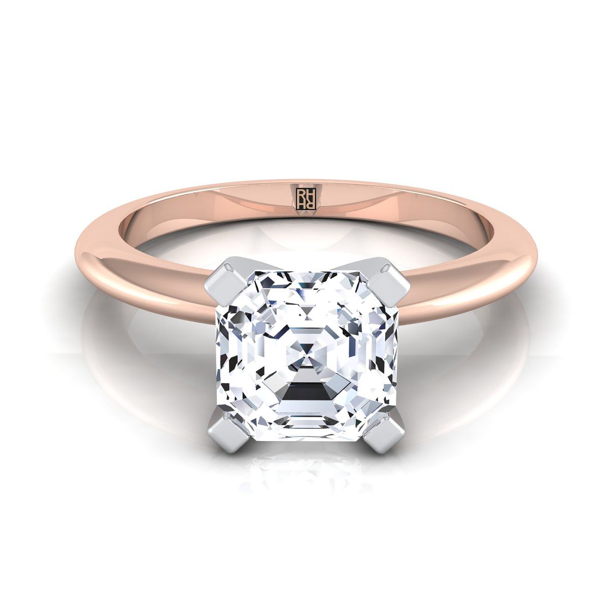 The Lolette asscher engagement ring setting in 14K Rose Gold | RockHer