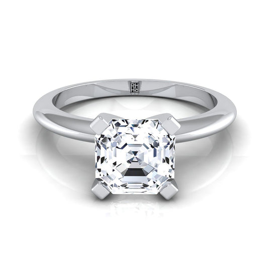 Platinum Asscher Cut  Classic Low Base Solitaire Engagement Ring