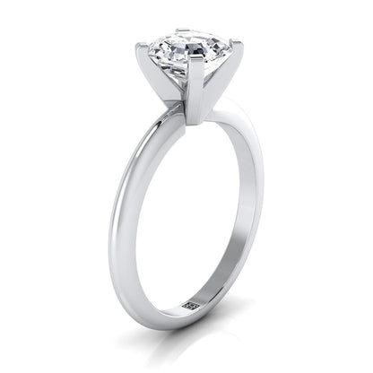 Classic Low Base Solitaire Asscher, in 18K White Gold, prong setting – side profile | RockHer