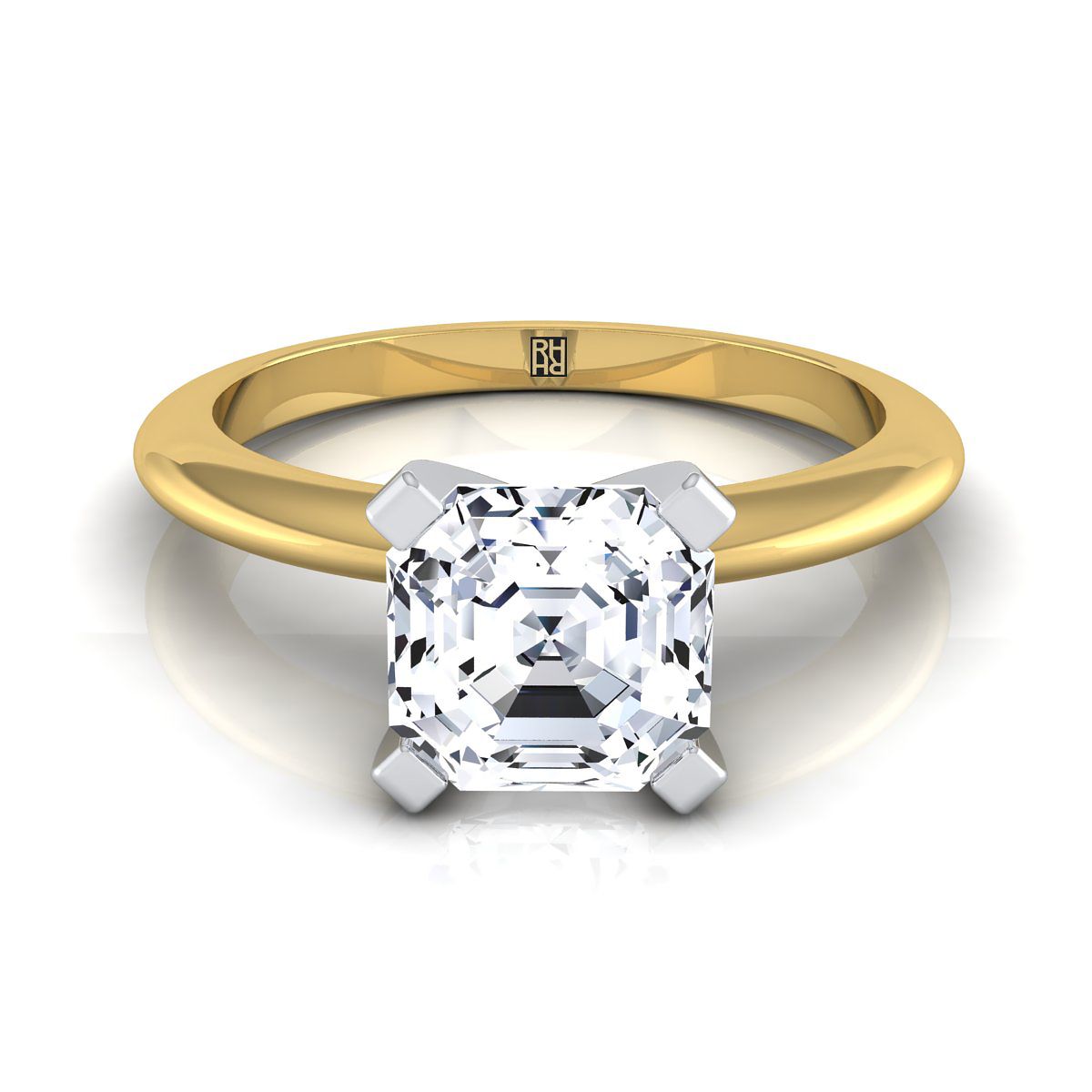 The Lolette asscher engagement ring setting in 18K Yellow Gold | RockHer