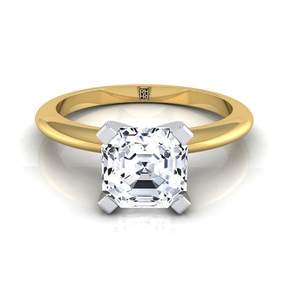 Classic Low Base Solitaire Asscher, in 18K Yellow Gold, prong setting | RockHer