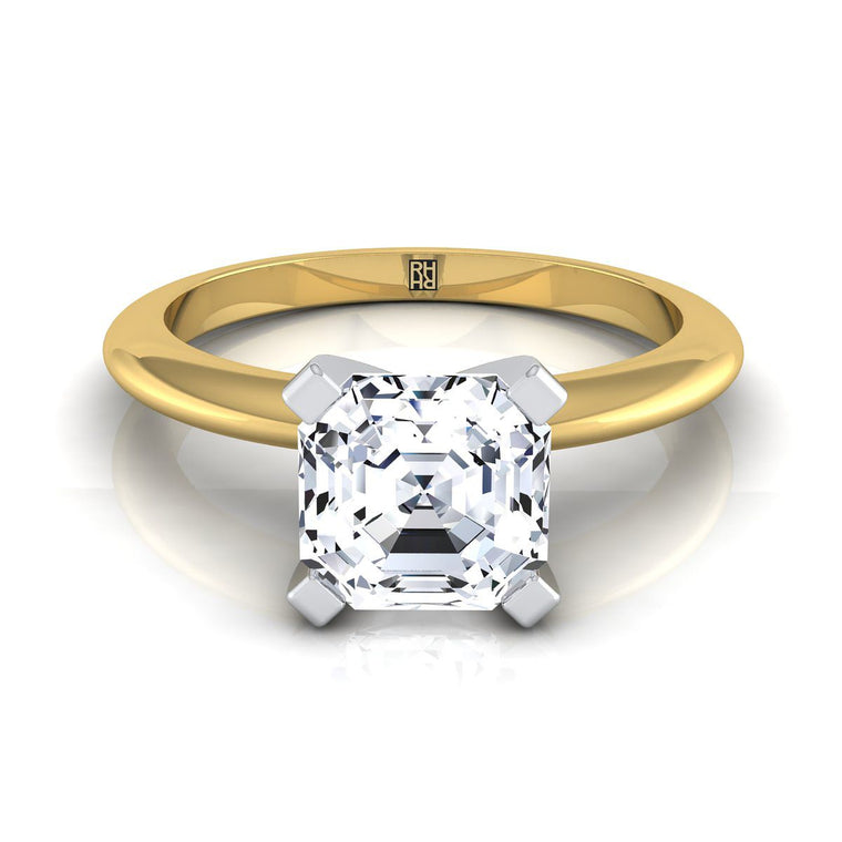 The Lolette Select Solitaire Asscher Cut Lab Diamond Engagement Ring in 18K Yellow Gold