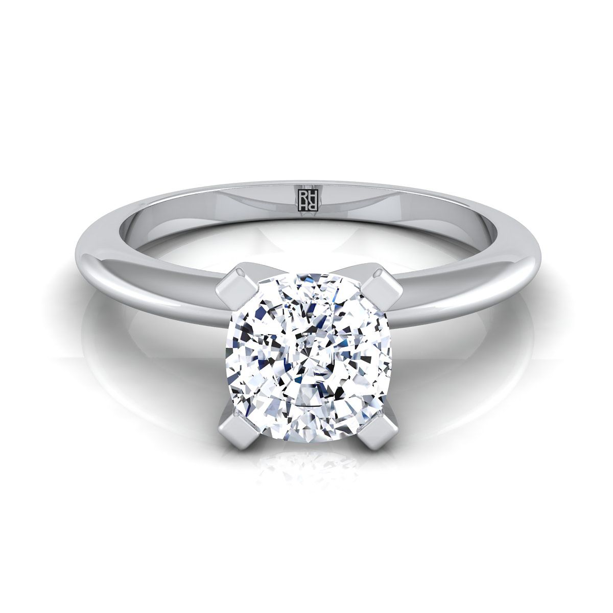 The Lolette cushion engagement ring setting in 18K White Gold | RockHer
