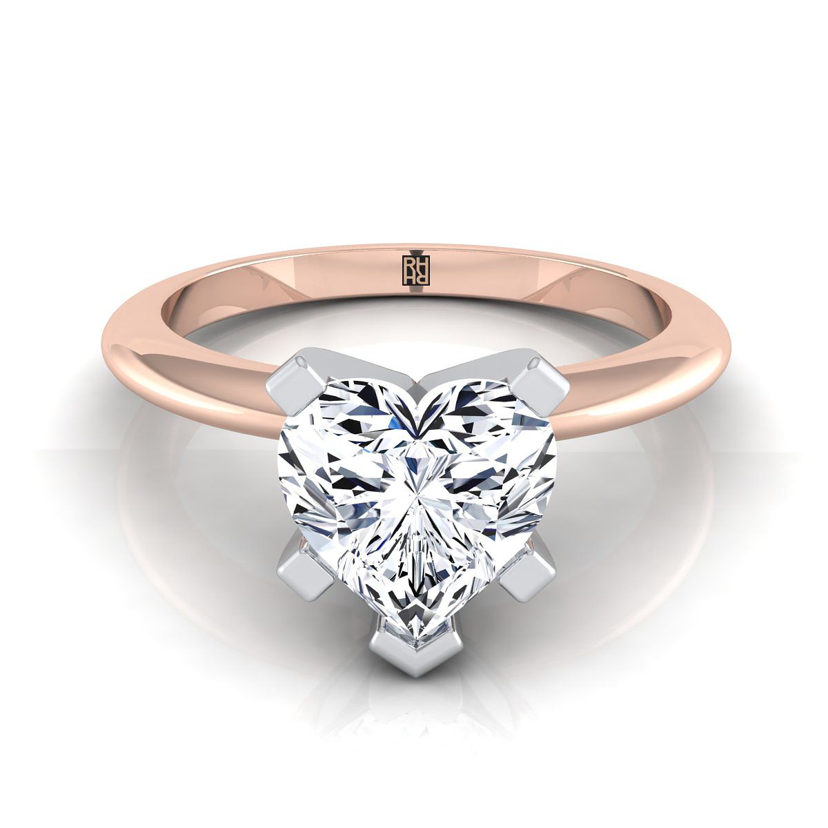 The Lolette heart engagement ring setting in 14K Rose Gold | RockHer