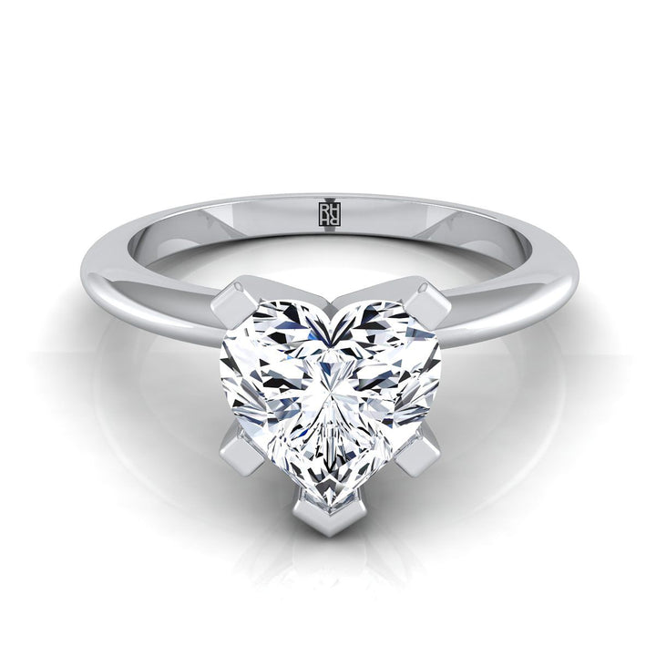 Classic Low Base Solitaire Heart Shape, in 18K White Gold | RockHer