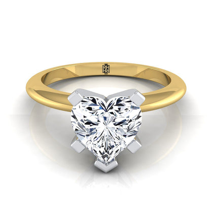 Classic Low Base Solitaire Heart Shape, in 18K Yellow Gold, prong setting | RockHer