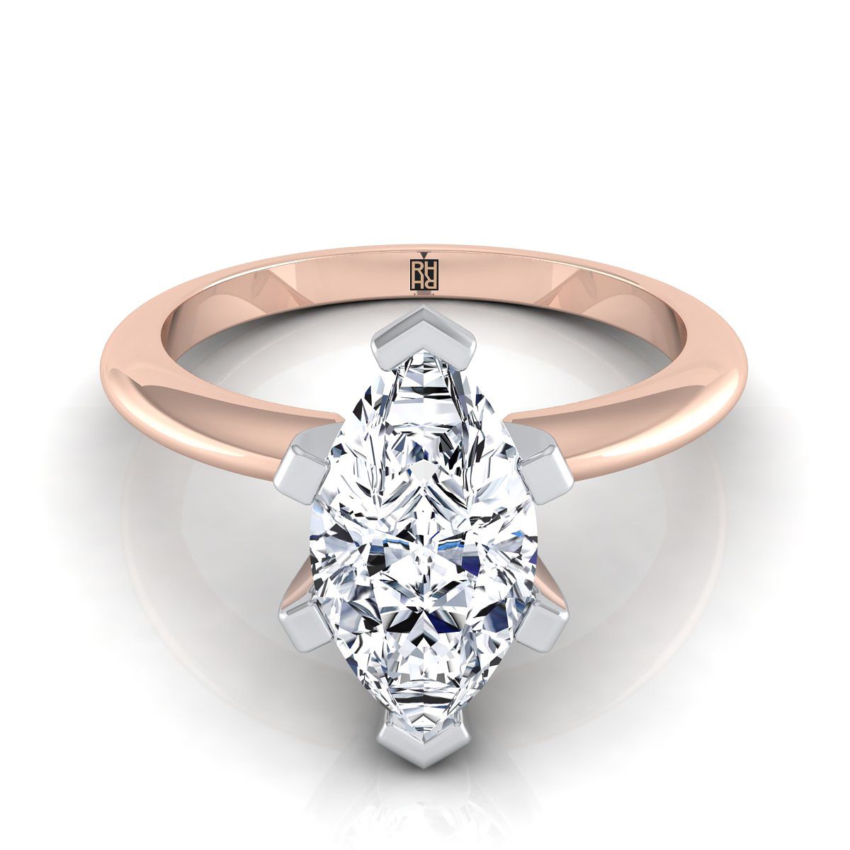 The Lolette marquise engagement ring setting in 14K Rose Gold | RockHer