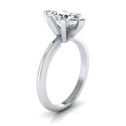Classic Low Base Solitaire Marquise, in 18K White Gold – side profile | RockHer