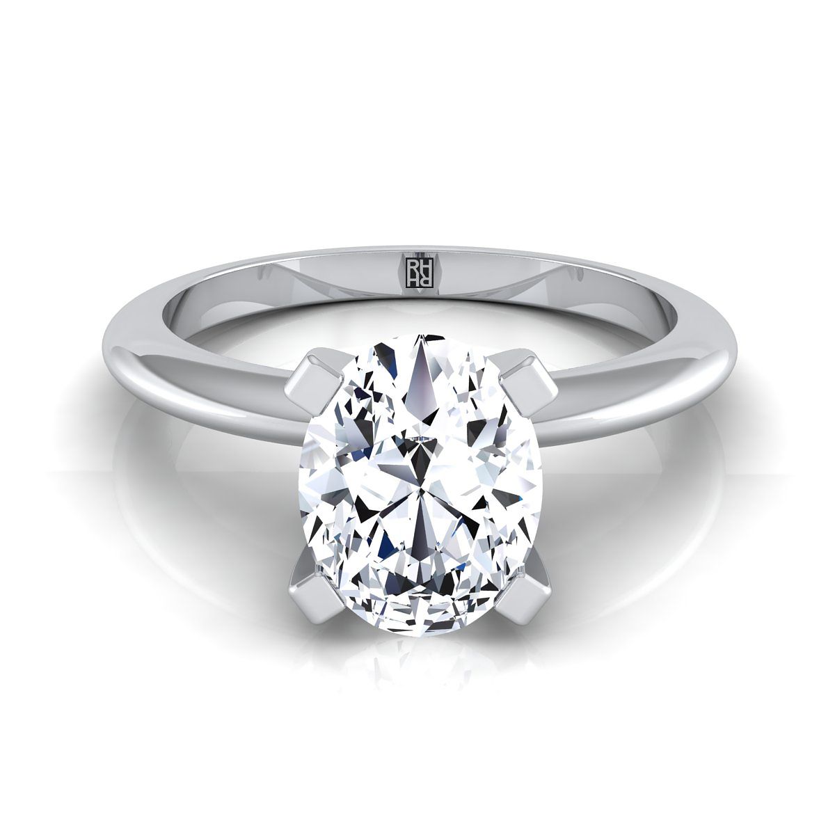 The Lolette classic low base solitaire engagement ring setting, shown in 18K White Gold | RockHer