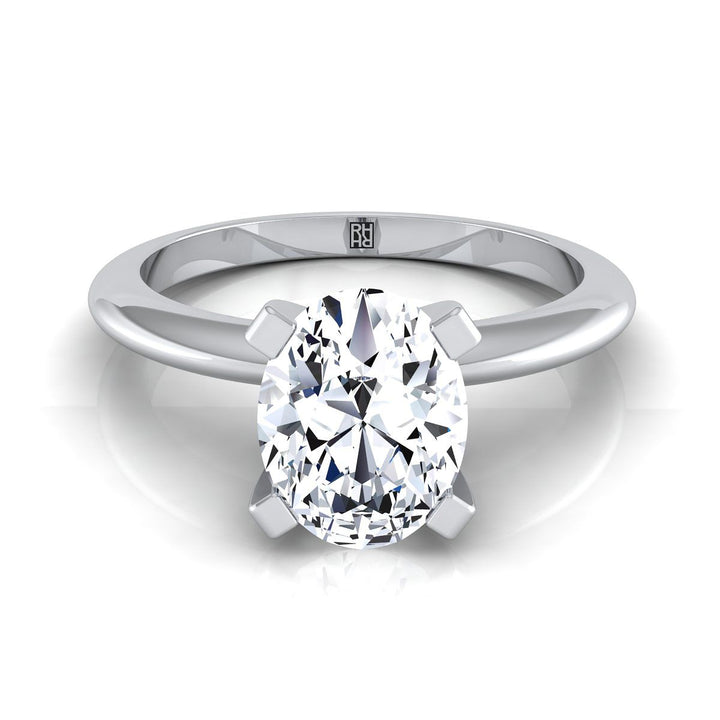 Classic Low Base Solitaire Oval, in 18K White Gold | RockHer