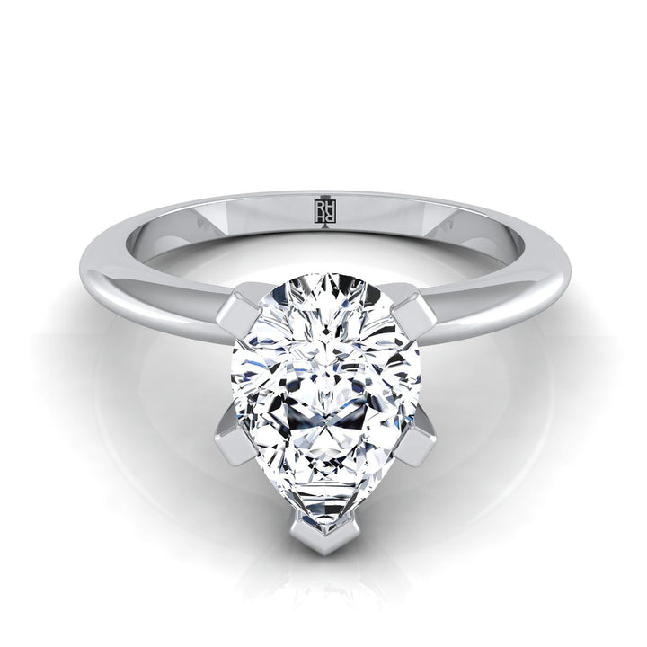 Classic Low Base Solitaire Pear Shape, in Platinum, prong setting | RockHer