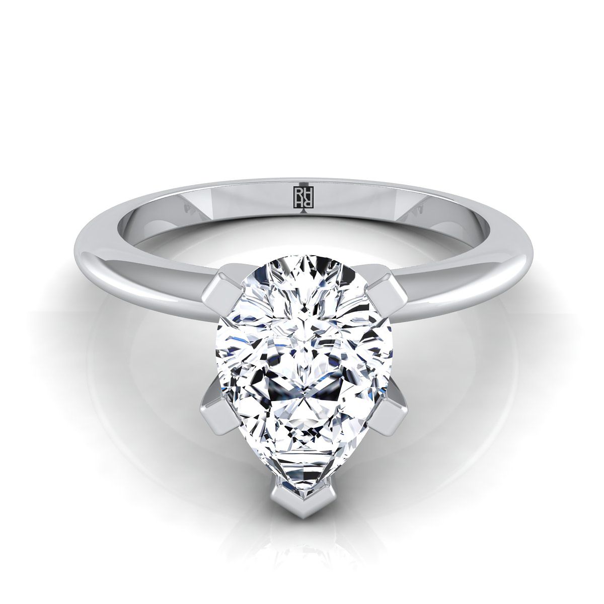 The Lolette pear engagement ring setting in 18K White Gold | RockHer