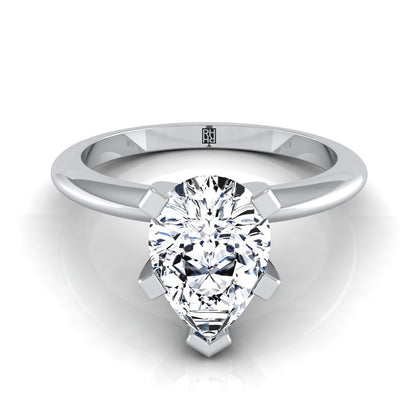 Classic Low Base Solitaire Pear Shape, in 18K White Gold | RockHer