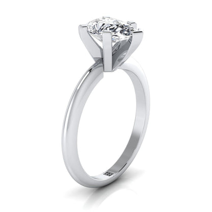 Classic Low Base Solitaire Pear Shape, in Platinum, prong setting – side profile | RockHer