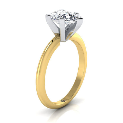 Classic Low Base Solitaire Pear Shape, in 18K Yellow Gold, prong setting – side profile | RockHer