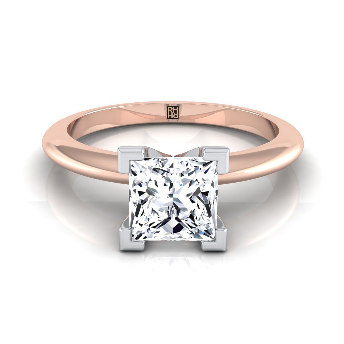 The Lolette princess engagement ring setting in 14K Rose Gold | RockHer