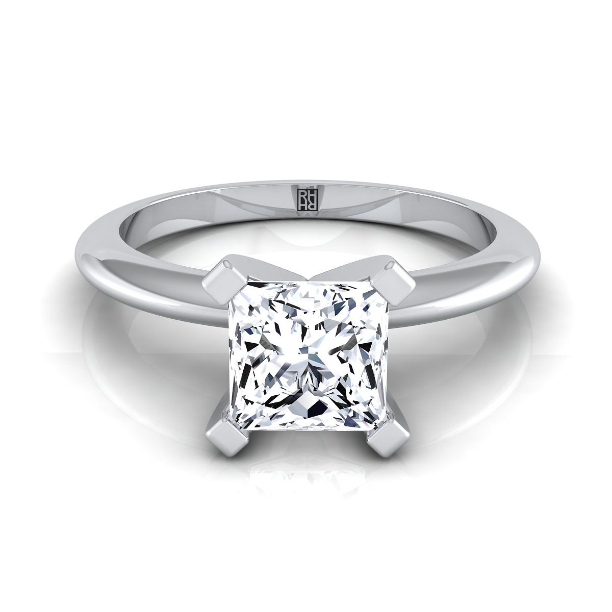 The Lolette princess engagement ring setting in 18K White Gold | RockHer