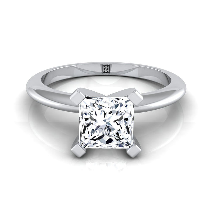 Classic Low Base Solitaire Princess, in 18K White Gold | RockHer