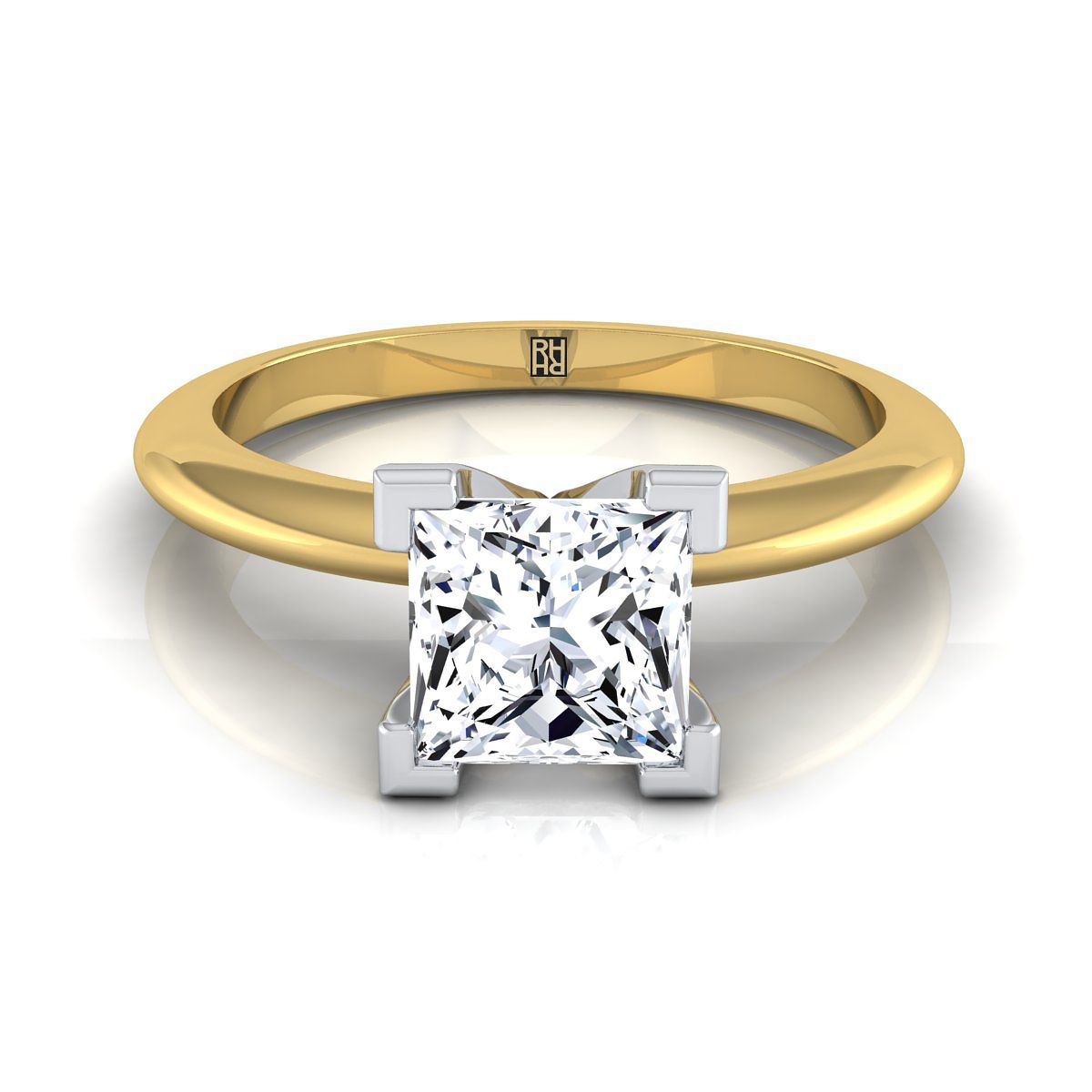 The Lolette princess engagement ring setting in 18K Yellow Gold | RockHer