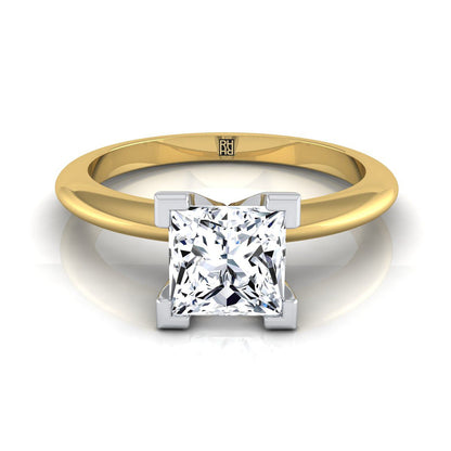 Classic Low Base Solitaire Princess, in 18K Yellow Gold, prong setting | RockHer
