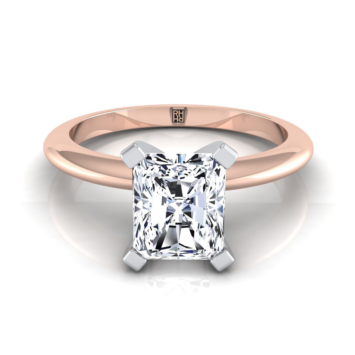 The Lolette radiant engagement ring setting in 14K Rose Gold | RockHer