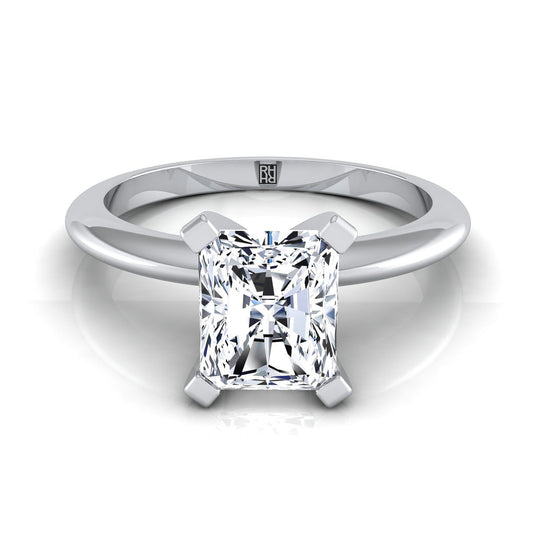 Platinum Radiant Cut Center  Classic Low Base Solitaire Engagement Ring