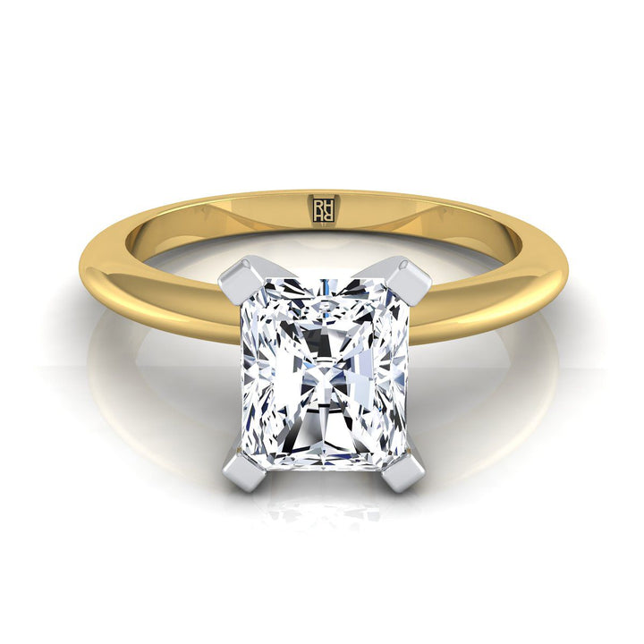 Classic Low Base Solitaire Radiant, in 18K Yellow Gold, prong setting | RockHer
