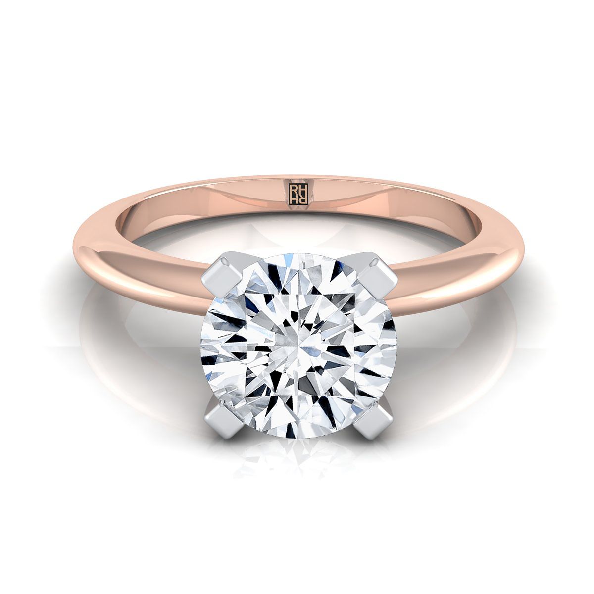 The Lolette round engagement ring setting in 14K Rose Gold | RockHer