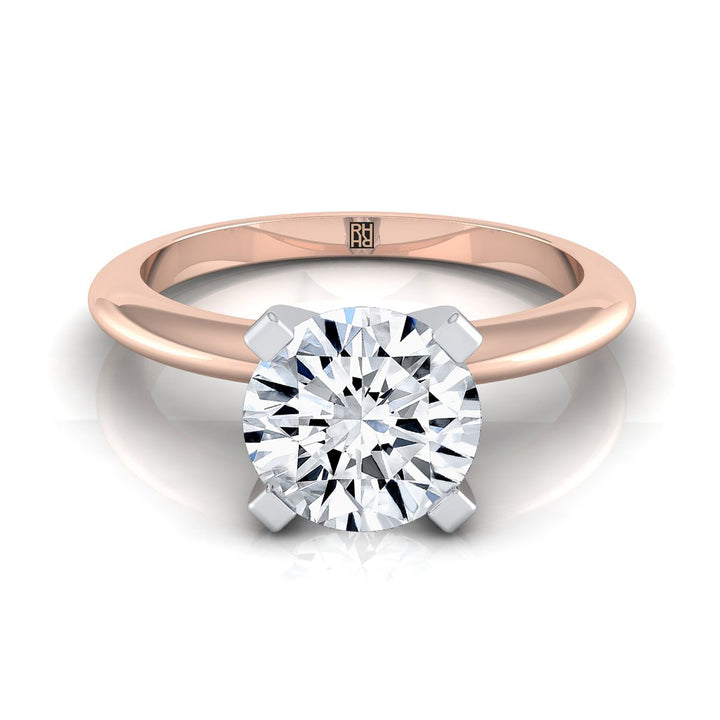 Round Brilliant, Classic Low Base Solitaire, in 14K Rose Gold, prong setting | RockHer