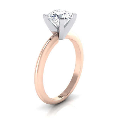 Round Brilliant, Classic Low Base Solitaire, in 14K Rose Gold, prong setting – side profile | RockHer