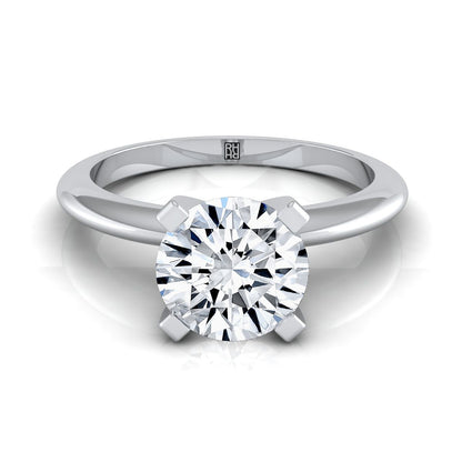 Round Brilliant, Classic Low Base Solitaire, in Platinum, prong setting | RockHer