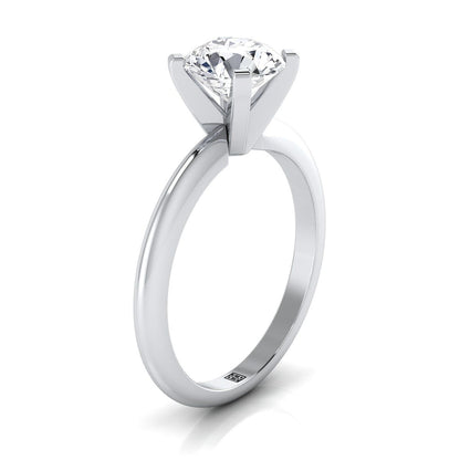 Round Brilliant, Classic Low Base Solitaire, in Platinum, prong setting – side profile | RockHer
