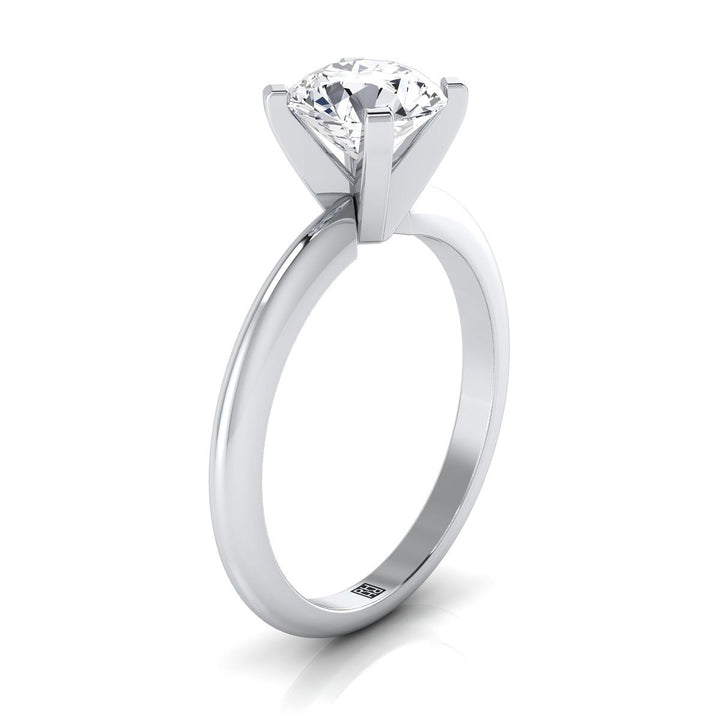 Platinum Round Brilliant  Classic Low Base Solitaire Engagement Ring