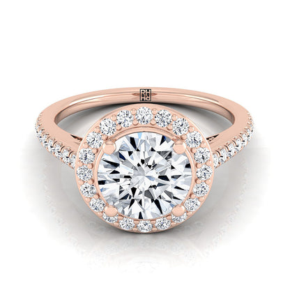 Lucia Select Secret Gallery French Pavé Halo Round Lab Diamond Engagement Ring in 14K Rose Gold | RockHer