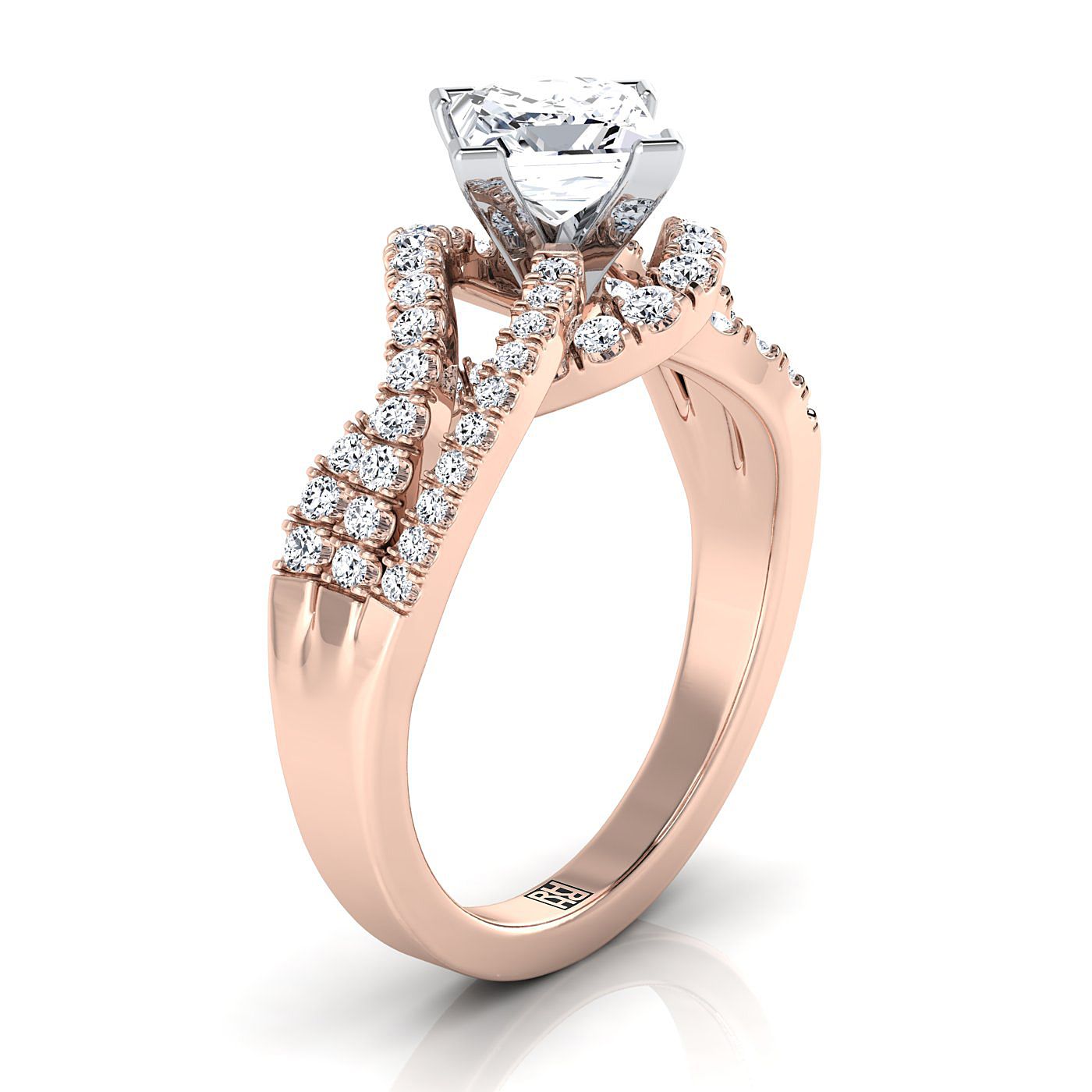 RockHer atelier photo of The Marguerite princess engagement ring setting in 14K Rose Gold