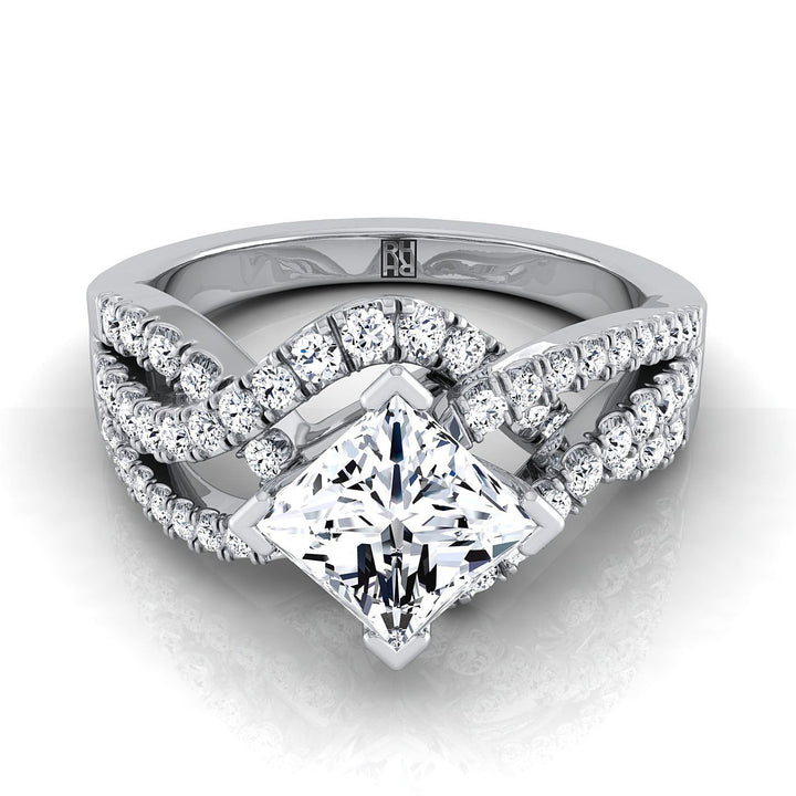 Princess, Bypass Twist Pavé Swirl, in Platinum | RockHer