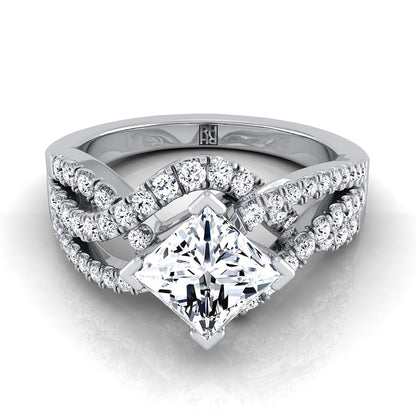 The Marguerite Select Pavé Engagement Ring with Lab Diamond in 18K White Gold - view 1