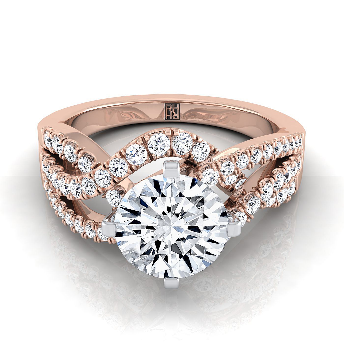 The Marguerite Select Pavé Engagement Ring with Lab Diamond in 14K Rose Gold - view 1