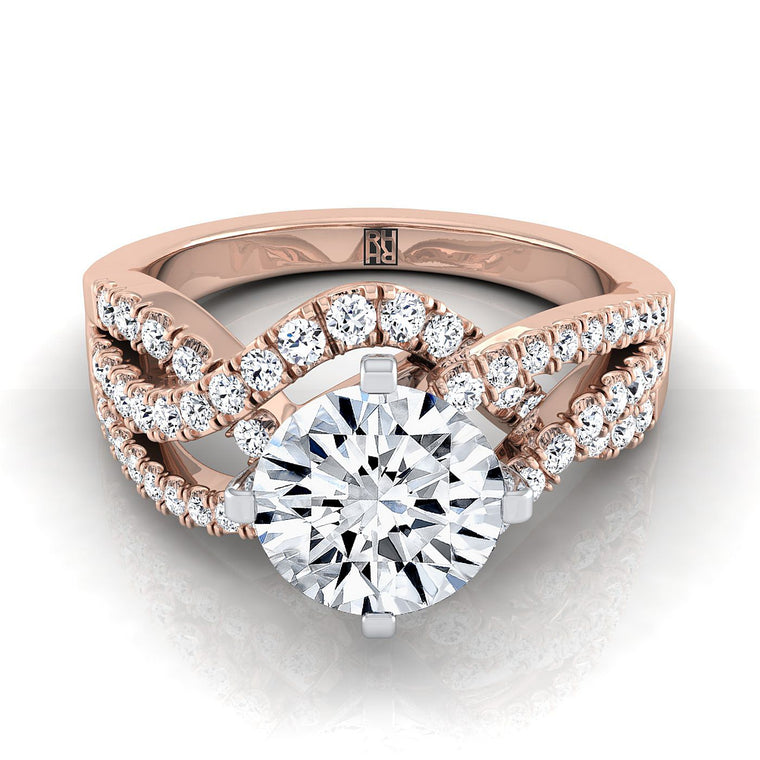 The Marguerite Select Pavé Round Lab Diamond Engagement Ring in 14K Rose Gold