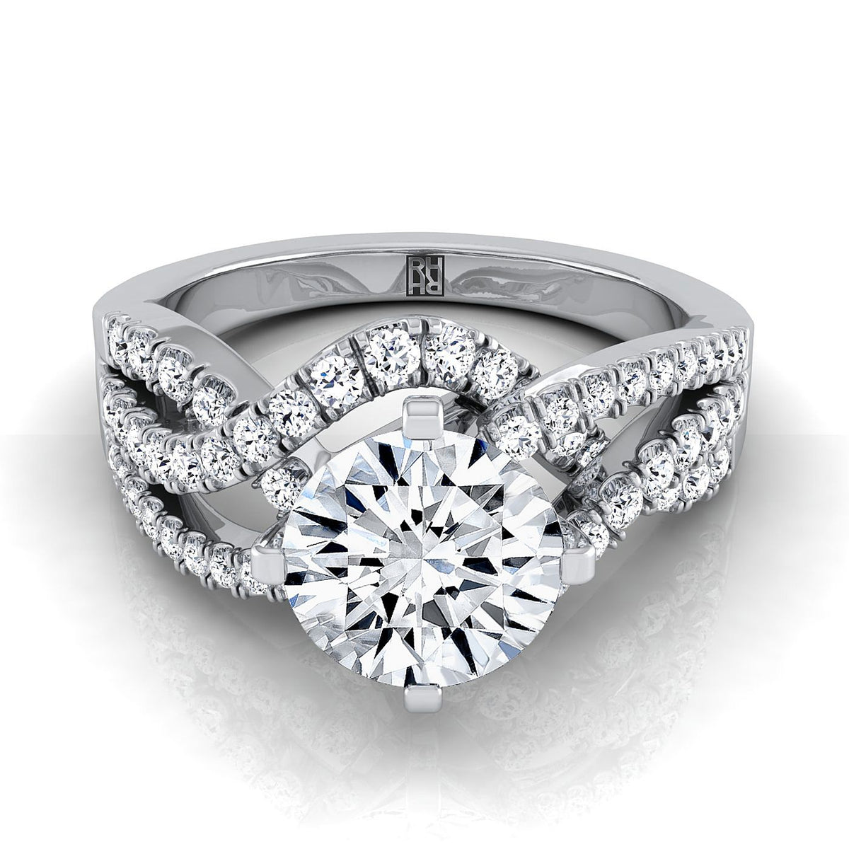 The Marguerite round engagement ring setting in 18K White Gold | RockHer